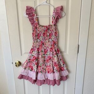 Positano Tiered Pink Floral Mini Dress (OS)